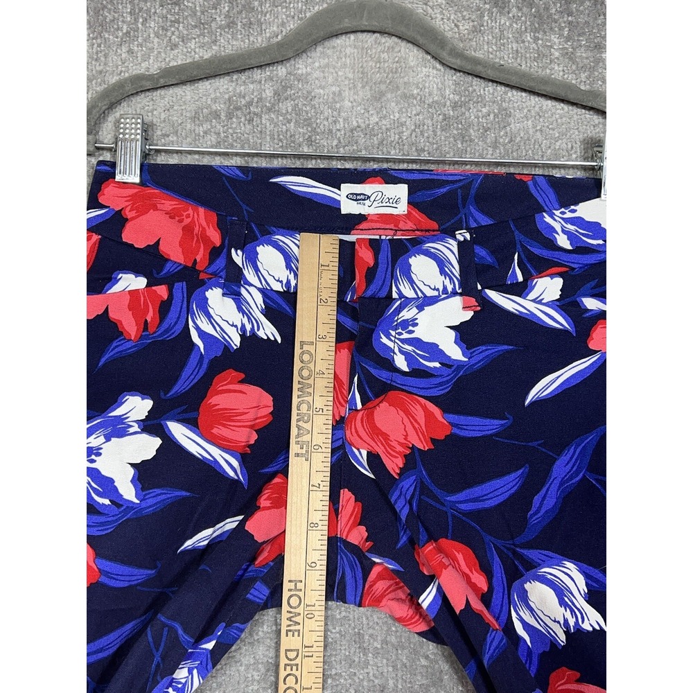 Old Navy Pixie Ankle Pants Womens Size 2 Blue Red Floral Stretch Pockets - Picture 7 of 9